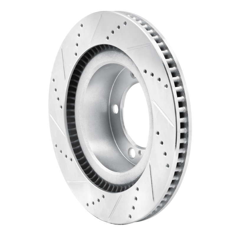 Lexus LX570 Brake Rotor (1) - Front Right - R1 Concepts - Drilled & Slotted - Silver - `07-`22